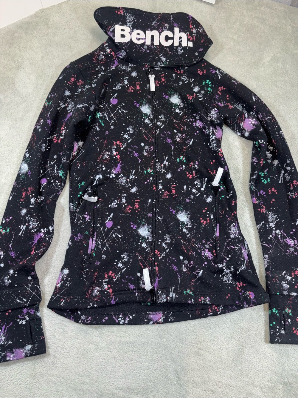 Bench Splatter Pattern Full-Zip Sweater Hoodie - Size Small